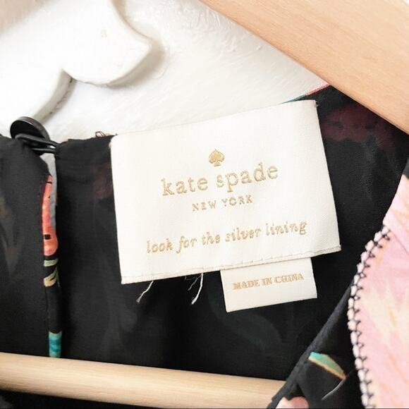 Kate Spade Black Floral Blossom Cold Shoulder Dress XS - Picture 5 of 10